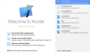 Xcode起動画面。